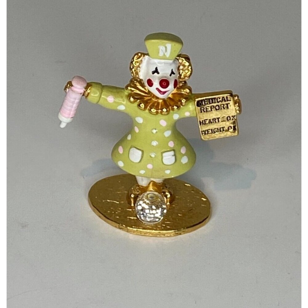 Spoontiques Pewter Clown Nurse Swarovski Crystal Ball Gold Plated